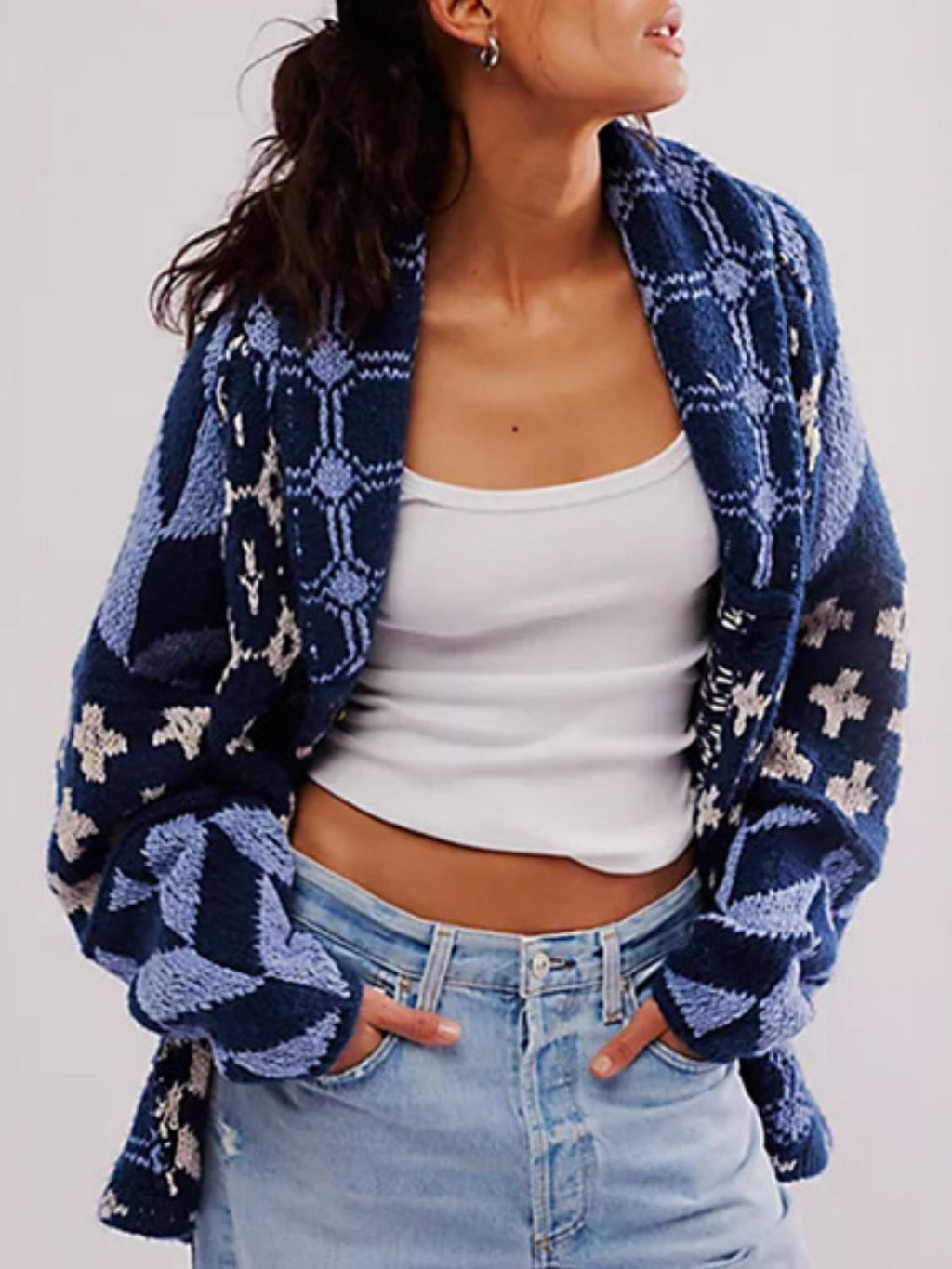 Mirabelle | Oversized Cardigan Sweater Diamond Knit Layer