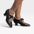 Tatiana | Silver Low Heel Lace-Up Pumps Vintage Leather Heels