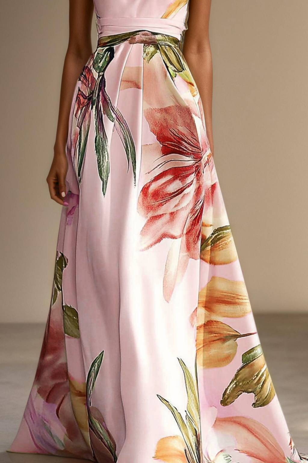 Bryony | Floral Bridesmaid Dresses Satin One-Shoulder Maxi