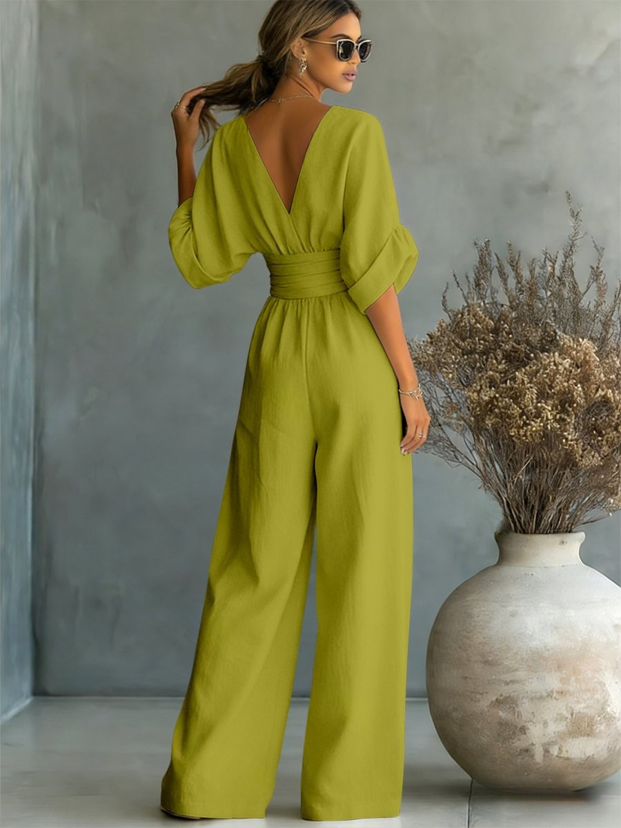 Rosalind | Women V-Neck Waist-Defined Jumpsuit