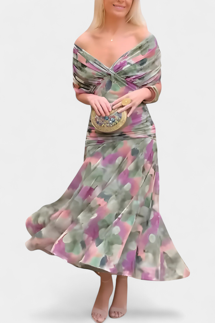 Isolde | Women Lace Overlay Drape Evening Wedding Guest Dress