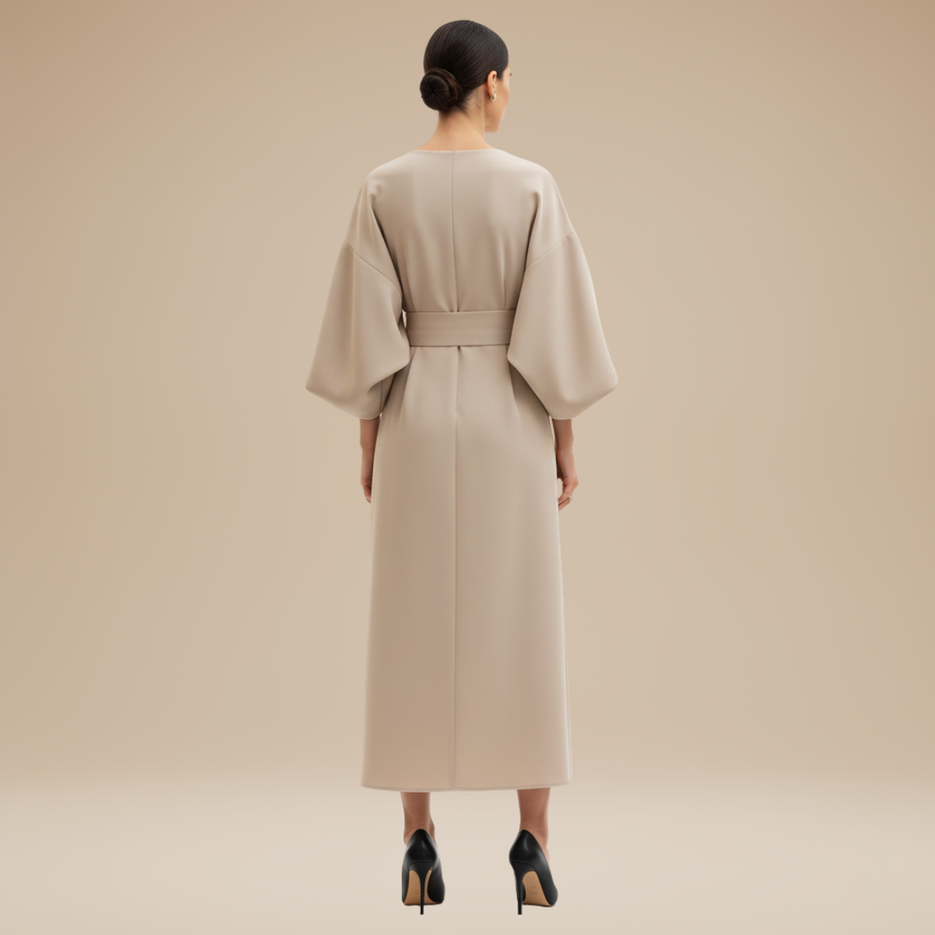 Clemence | Wrap Midi Dress With Wide Sleeves For Wedding Guests