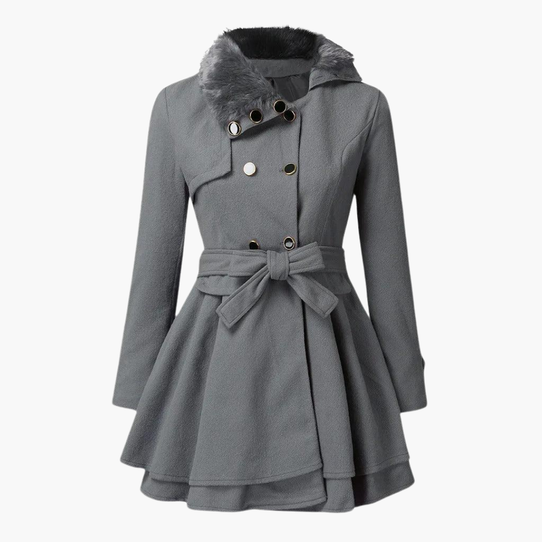 Liliana | Black Belted Trench Coat Women Flared Hem Autumn