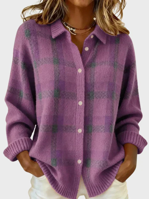 Capucine | Oversized Plaid Cardigan Sweater For Autumn Layering