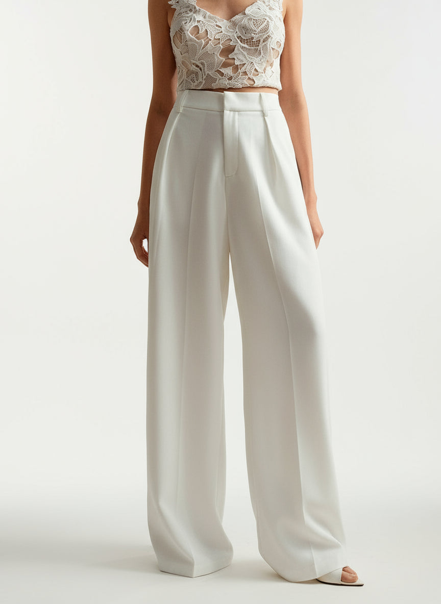 Coralie | High Waisted Wide Leg Tailored Trousers for Women