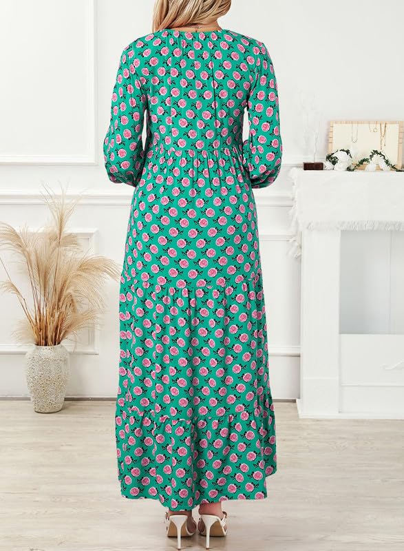 Lavinia | Floral Puff Sleeve Maxi Dress With Ruffled Hem