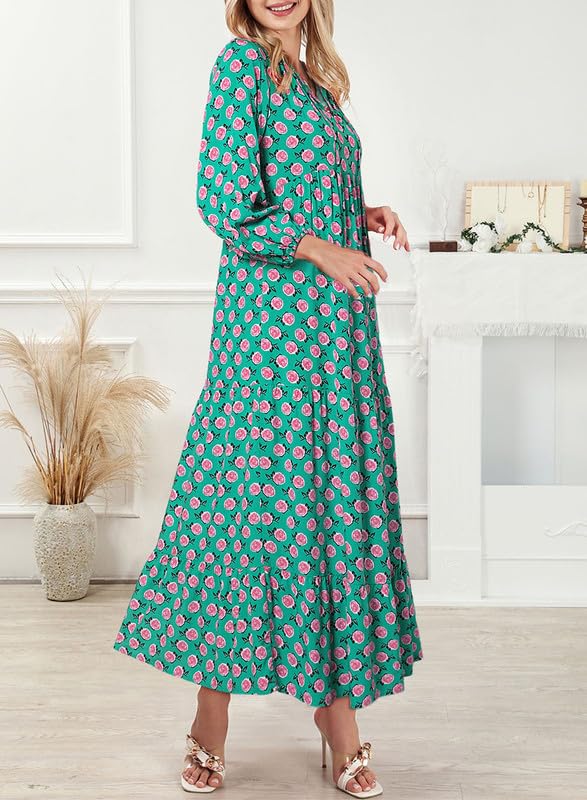 Oceane | Boho Floral Puff Sleeve Maxi Wedding Guest Dress