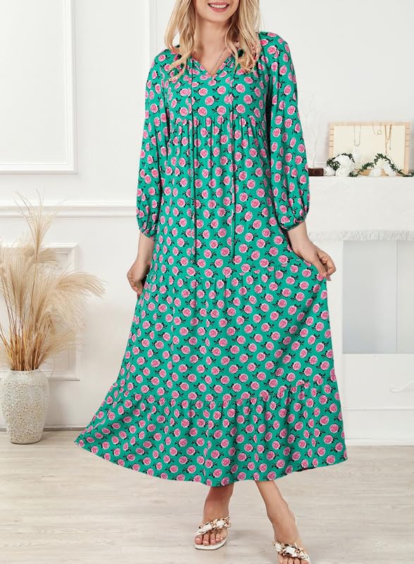 Lavinia | Floral Puff Sleeve Maxi Dress With Ruffled Hem