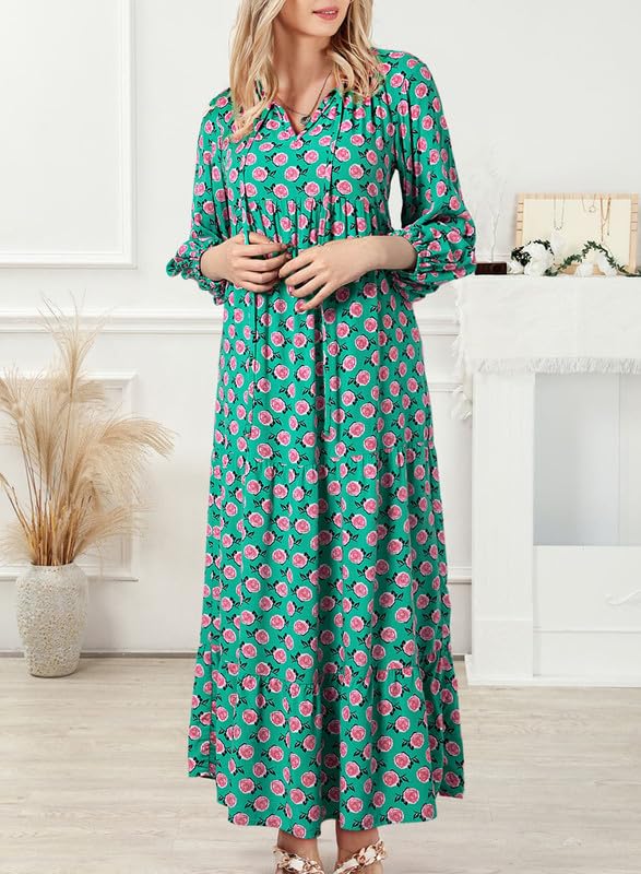 Lavinia | Floral Puff Sleeve Maxi Dress With Ruffled Hem