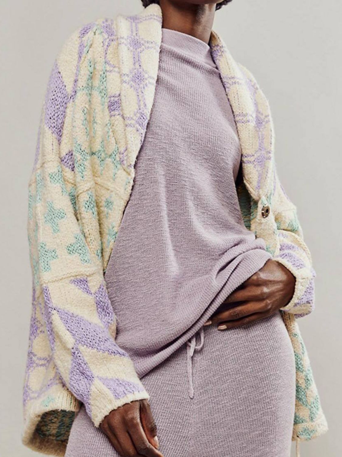 Mirabelle | Oversized Cardigan Sweater Diamond Knit Layer