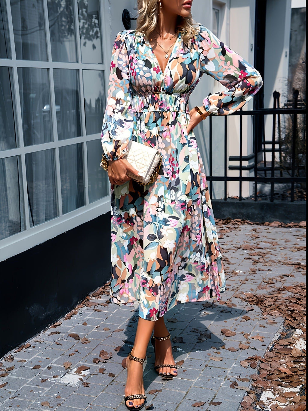 Georgiana | Floral Bridesmaid Dresses Long Sleeve Midi