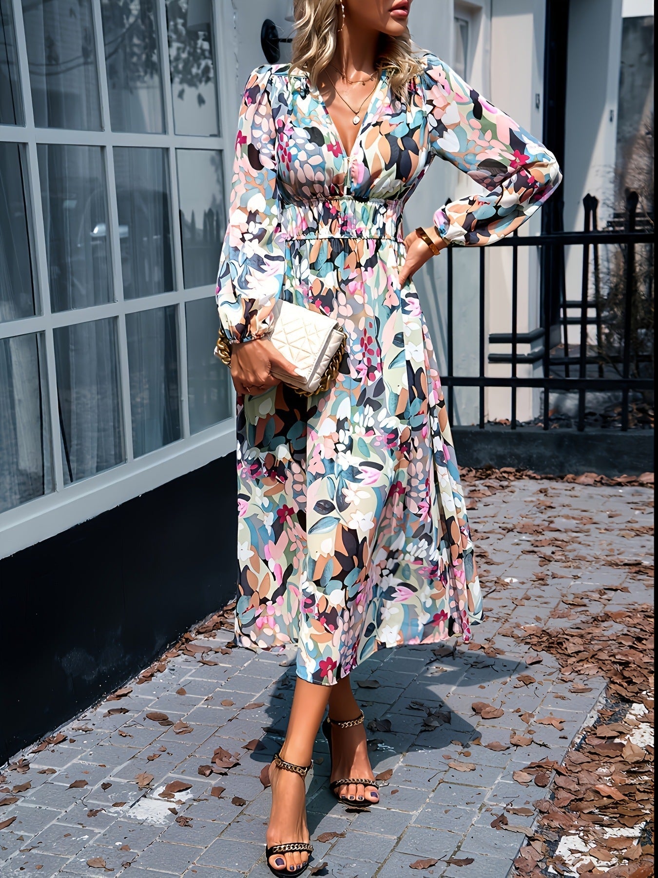 Georgiana | Floral Bridesmaid Dresses Long Sleeve Midi