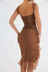Ophelia | Long Sleeve Ruffle Midi Dress For Daytime Elegance