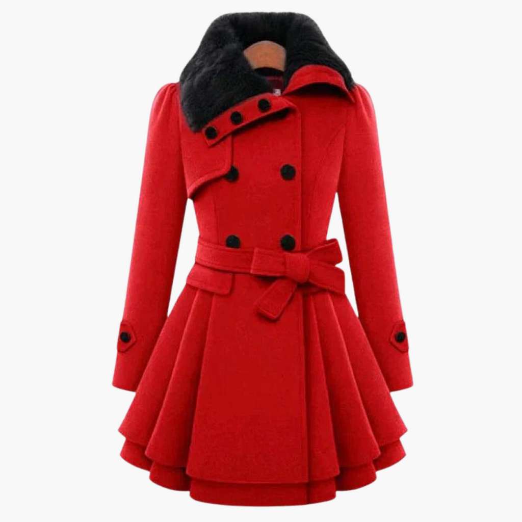 Liliana | Black Belted Trench Coat Women Flared Hem Autumn