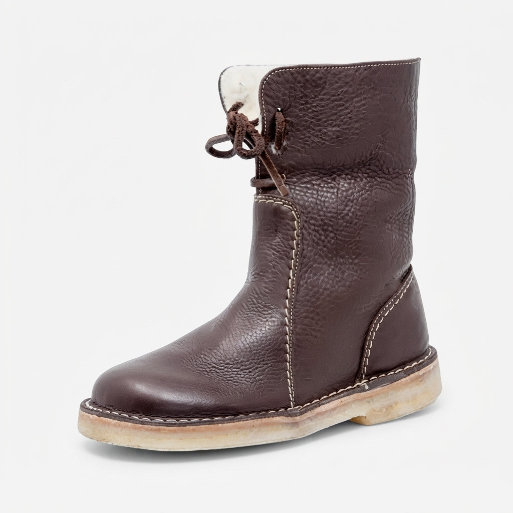 Oriane | Black Brown Leather Ankle Slouch Boots — Dark Brown