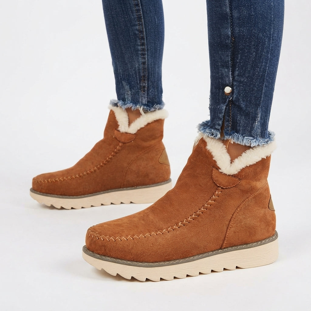 Pascale | Flat Heeled Winter Ankle Boots Black Brown