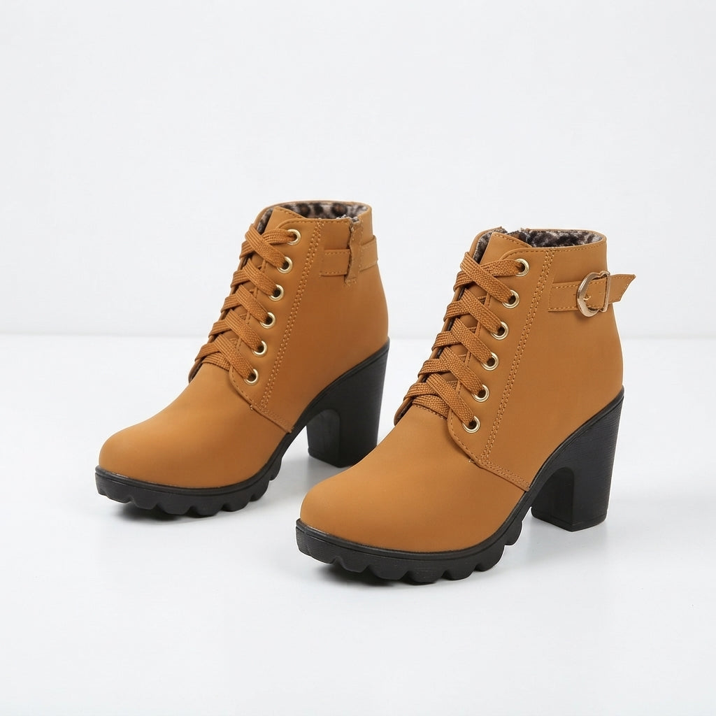 Georgiana | Low Heel Flat Leather Ankle Boots