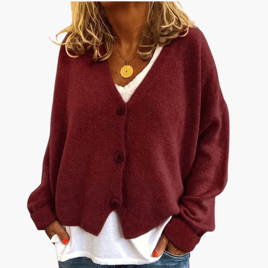 Lucinda | Womens Knit Tops Cardigan V-Neck Long Sleeve Relaxed