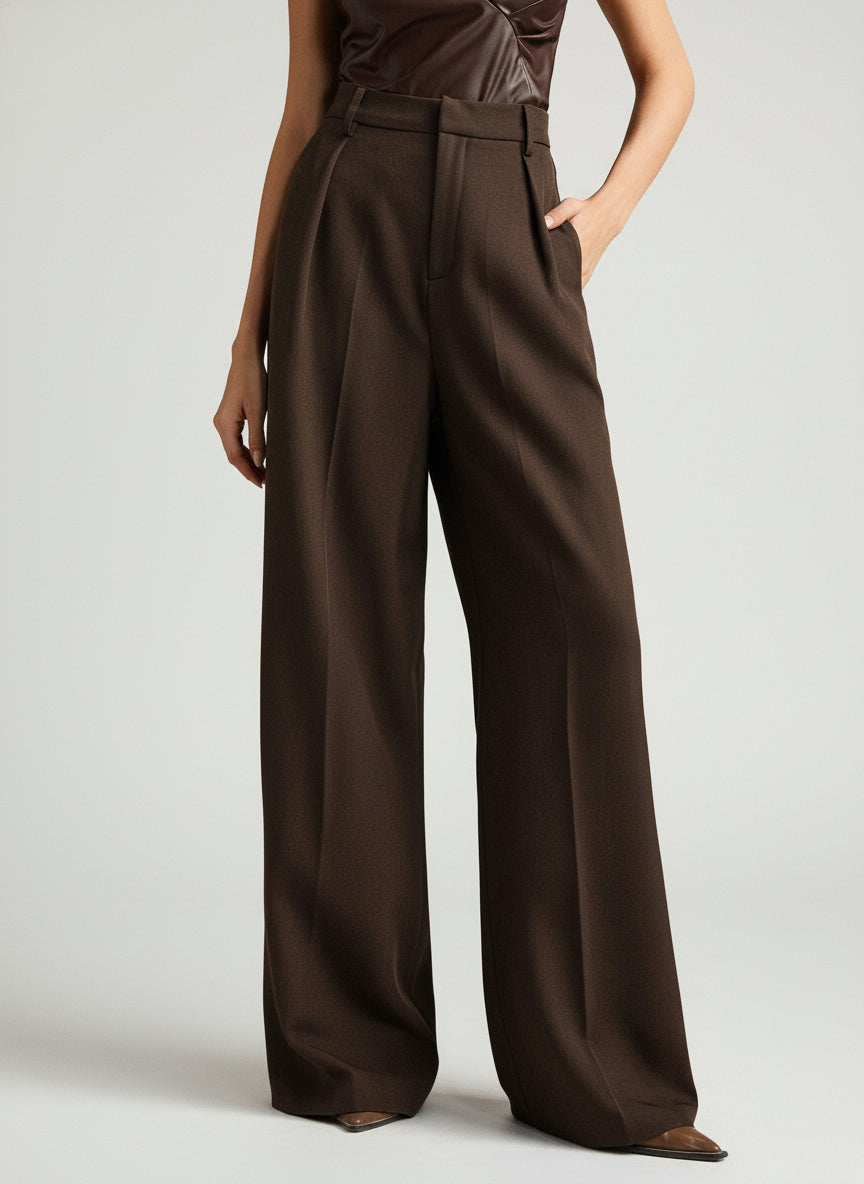 Coralie | High Waisted Wide Leg Tailored Trousers for Women