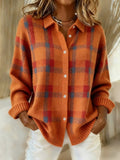 Lucienne | Plaid Knit Cardigan Sweater Collegiate Layer