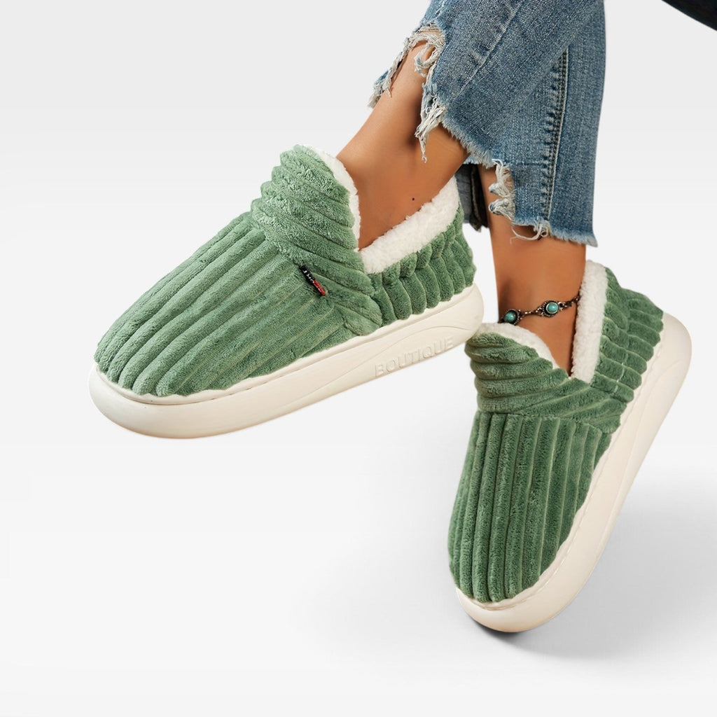 Sylvie | Chunky Brown Winter Slipper Boots Corduroy