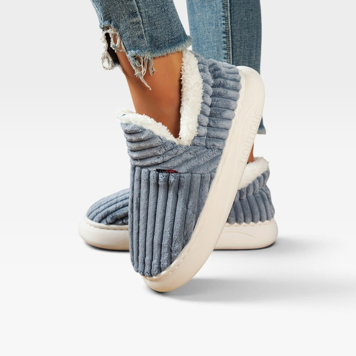 Sylvie | Chunky Brown Winter Slipper Boots Corduroy
