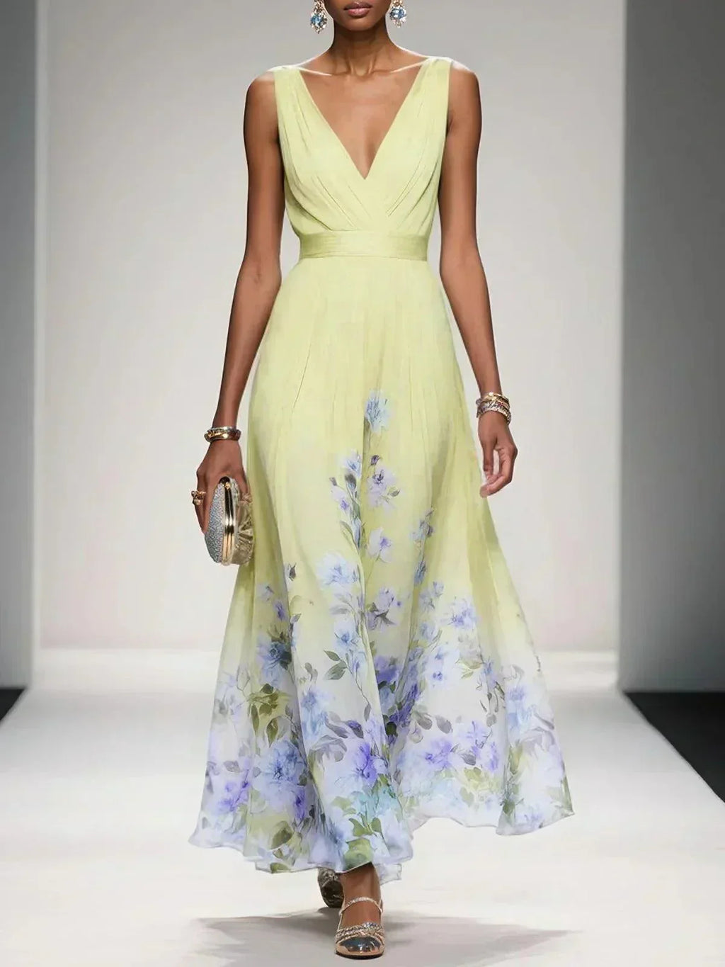 Fenella | Spring Summer Floral Wedding Guest Dress For Women — Yellow