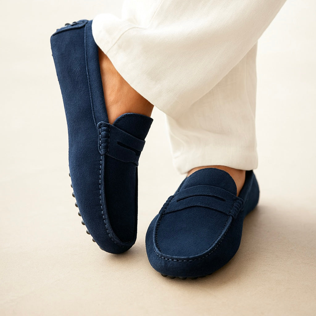 Coralie | Nude Suede Pumps Slip-On Loafer for Smart Casual Style