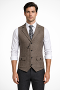 Wesley | Men Herringbone Tweed Wedding Waistcoat Tailored Fit