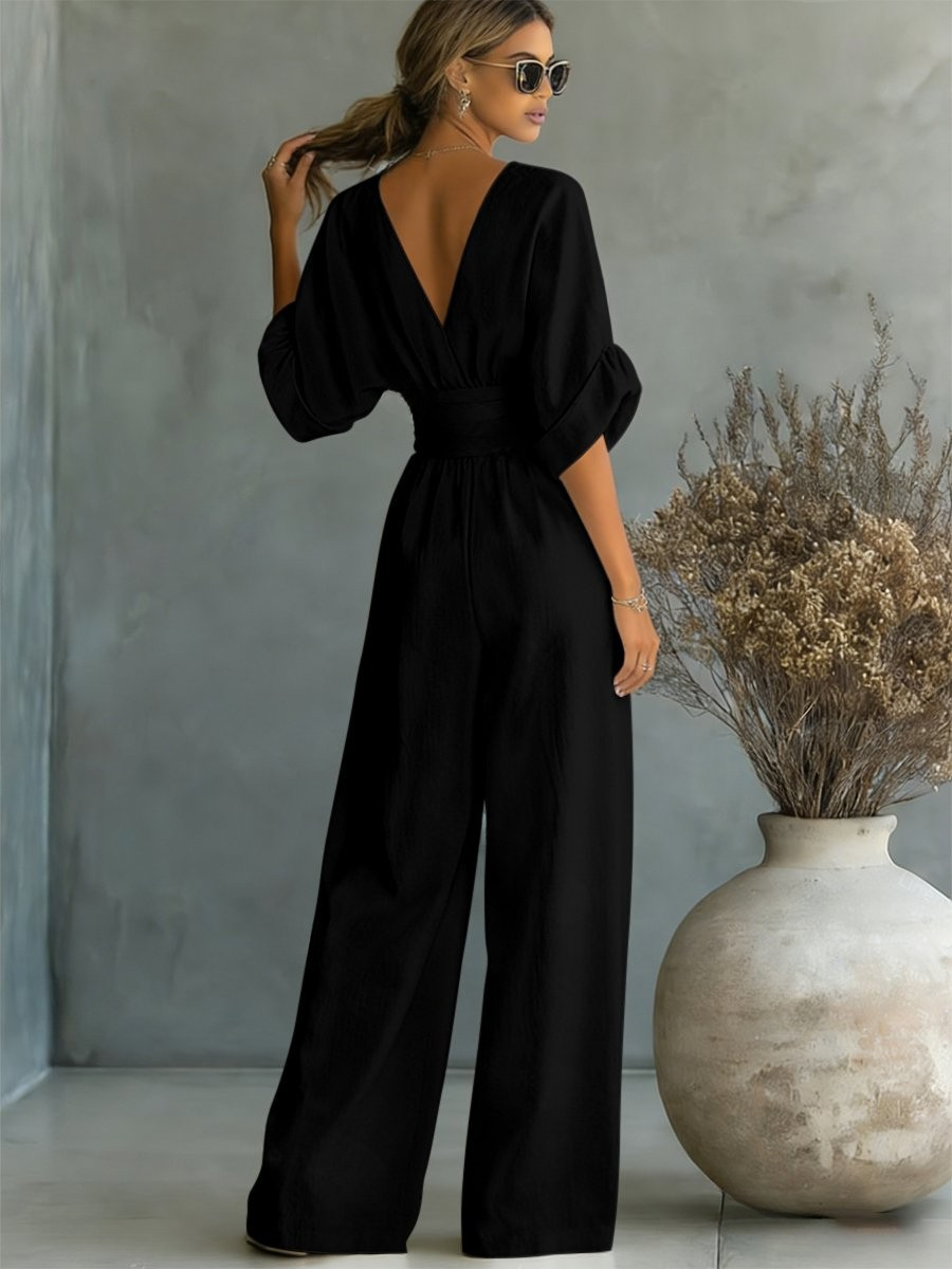 Rosalind | Women V-Neck Waist-Defined Jumpsuit