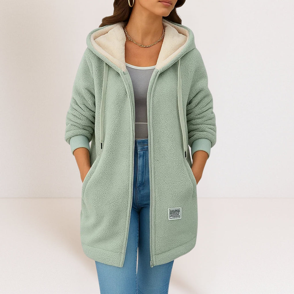 Rosaline | Long Black Hooded Puffer Longline Winter Coat — Green