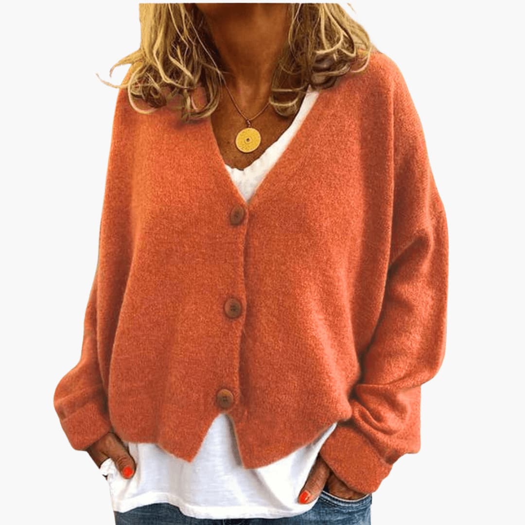 Lucinda | Womens Knit Tops Cardigan V-Neck Long Sleeve Relaxed
