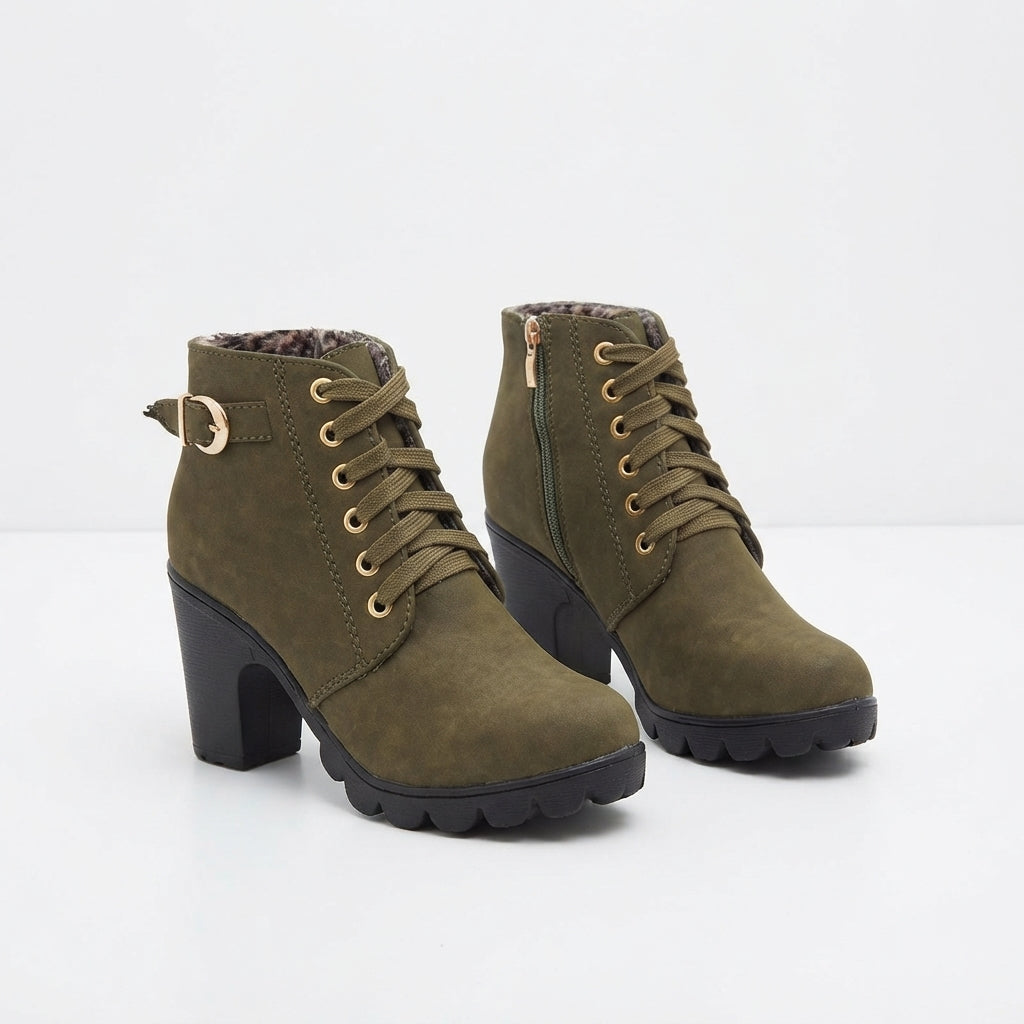 Georgiana | Low Heel Flat Leather Ankle Boots