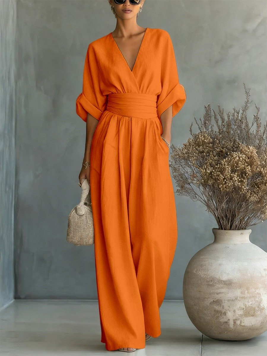 Rosalind | Women V-Neck Waist-Defined Jumpsuit