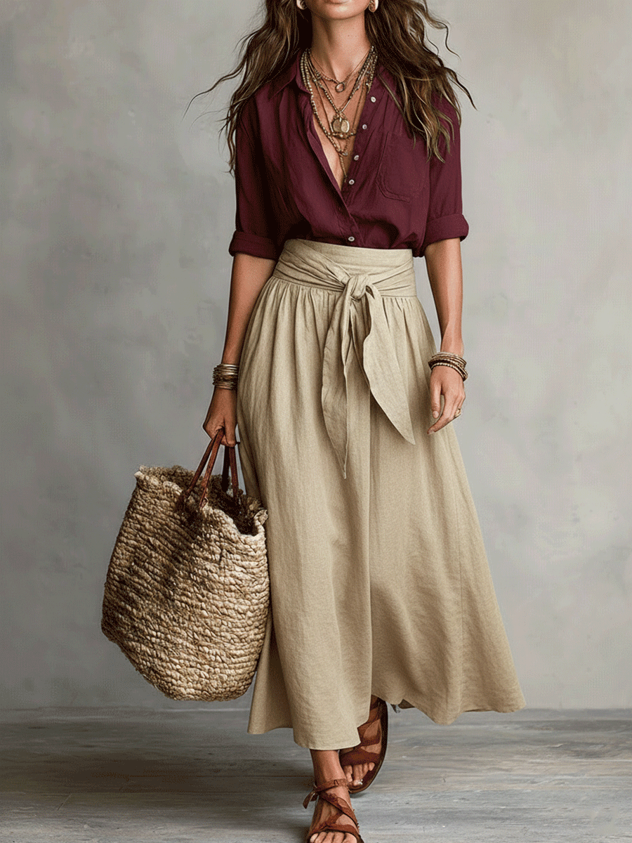 Genevieve | Bohemian Flowy Skirt Top Outfit Set