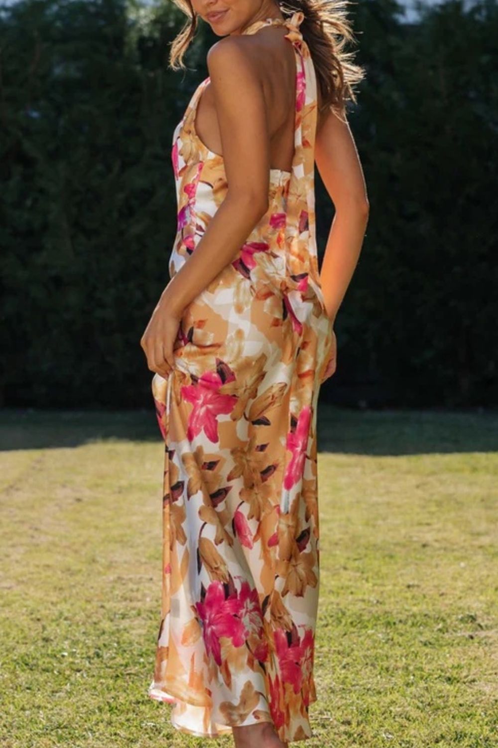 Josephine | Floral Halter Neck Maxi Dress With Slit