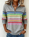 Octavia | Zip Up Sweatshirt No Hood Striped Relaxed Fit