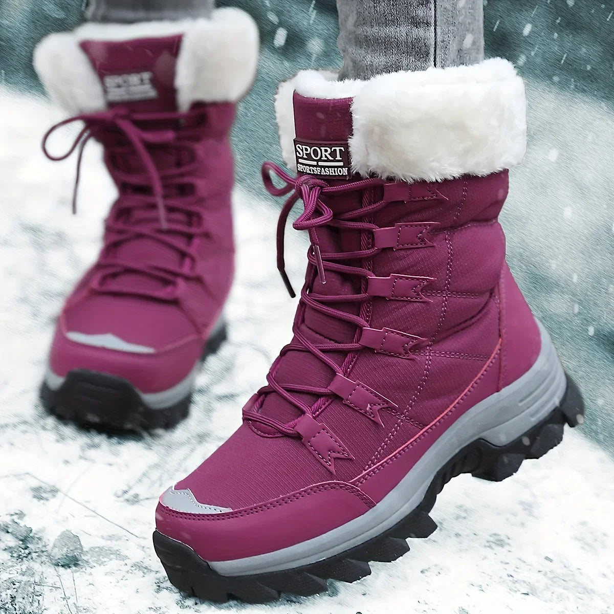 Theodora | Warm Faux Fur Winter Snow Boots — Purple