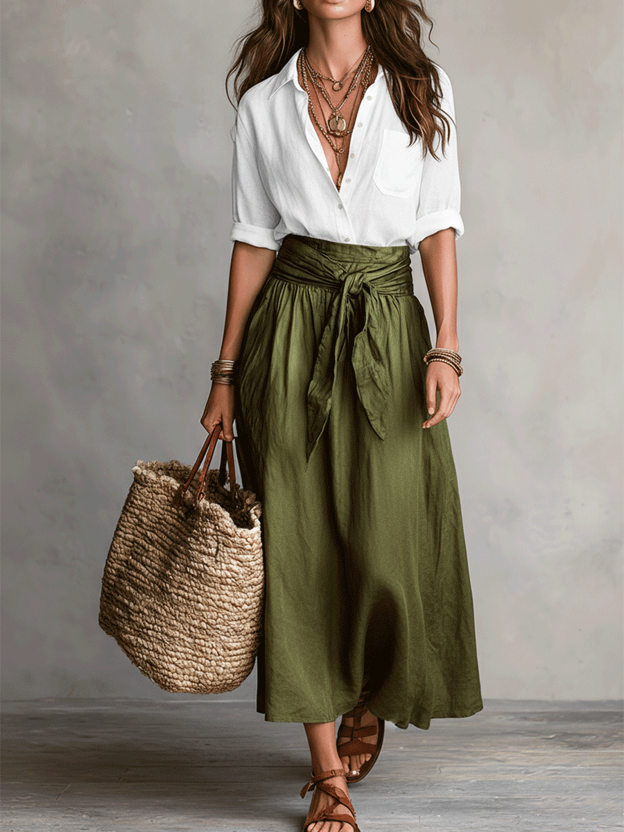 Genevieve | Bohemian Flowy Skirt Top Outfit Set