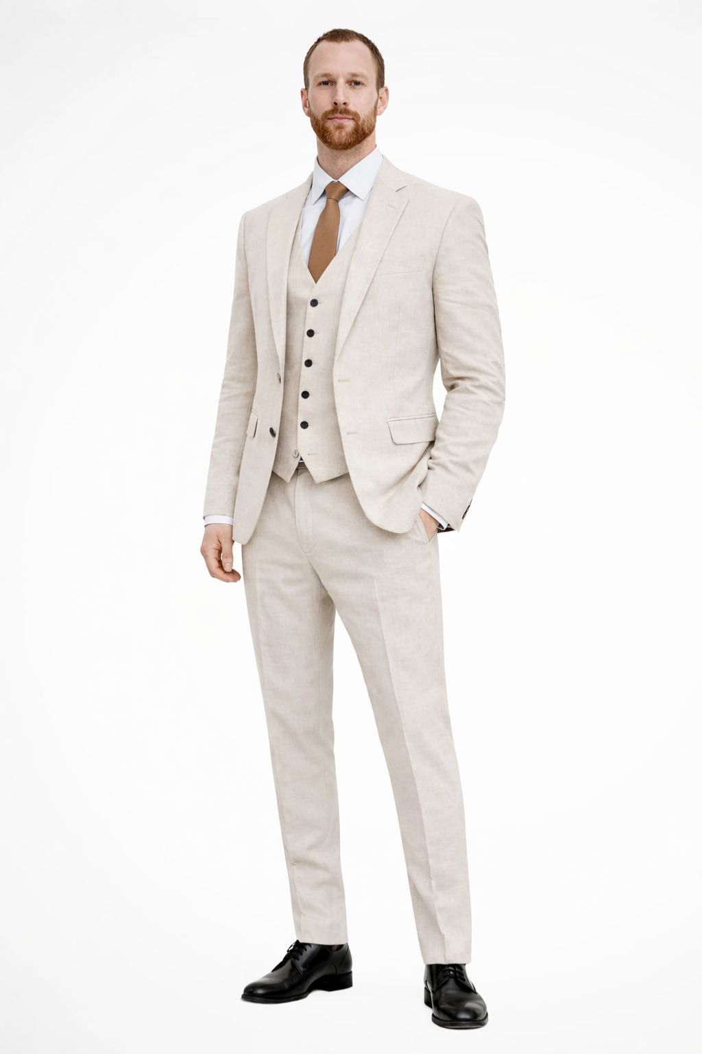 Marcel | Men Linen 3-Piece Wedding Guest Suit Blazer Waistcoat Trousers