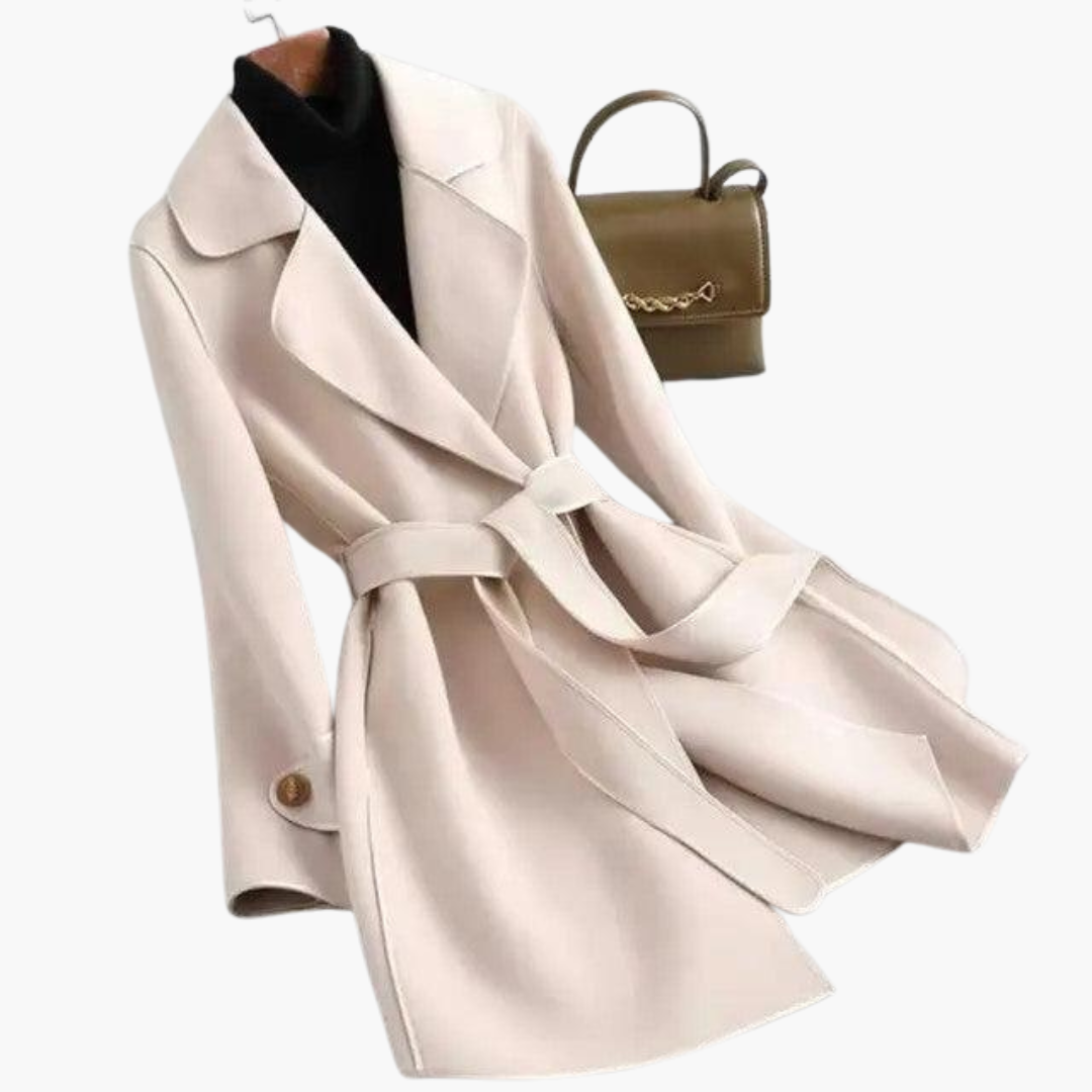 Lucinda | Double Breasted Wool Blend Trench Coat For Women