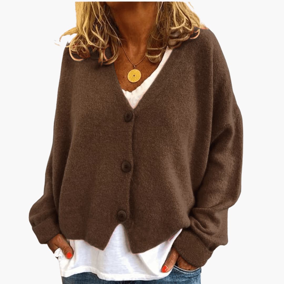Lucinda | Womens Knit Tops Cardigan V-Neck Long Sleeve Relaxed