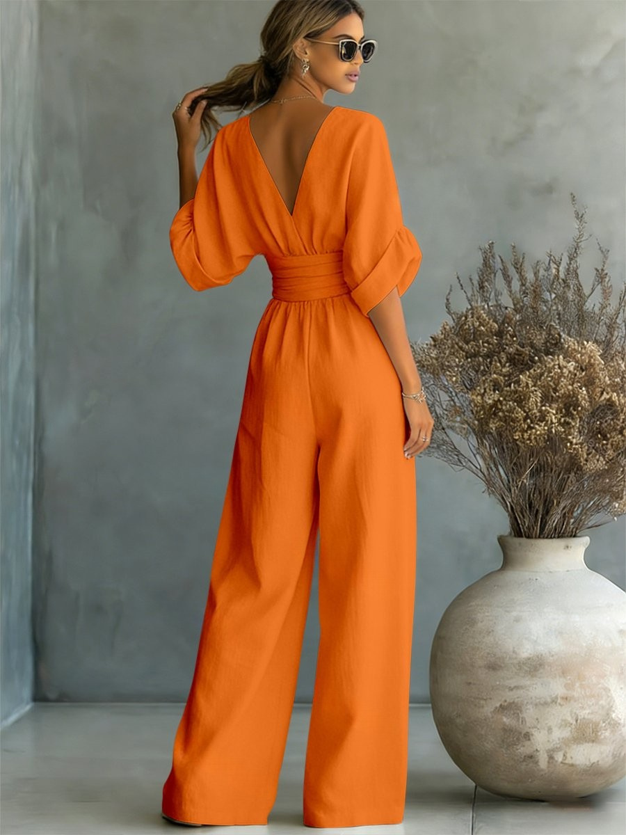 Rosalind | Women V-Neck Waist-Defined Jumpsuit