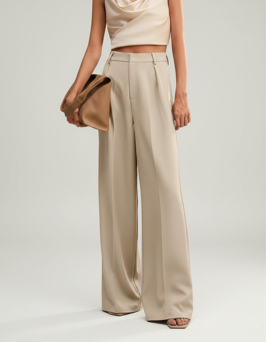 Coralie | High Waisted Wide Leg Tailored Trousers for Women