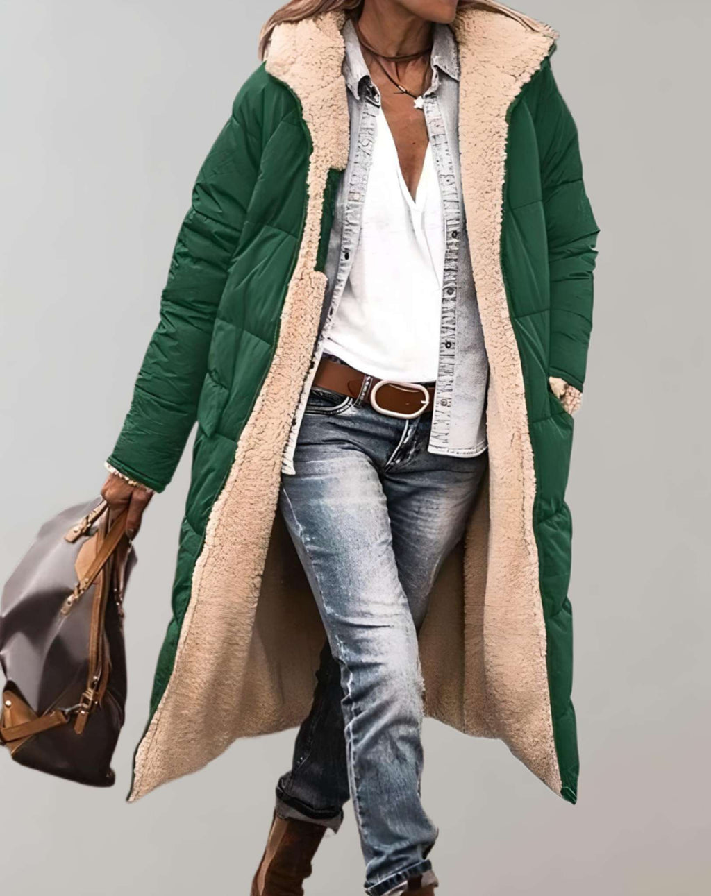 Liora | Winter Long Padded Puffer Coat & Jacket — Green
