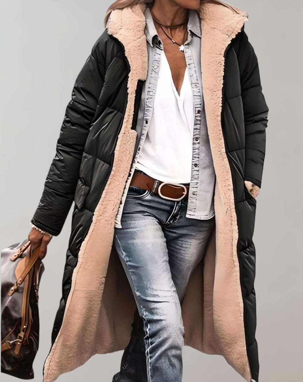 Liora | Winter Long Padded Puffer Coat & Jacket — Black