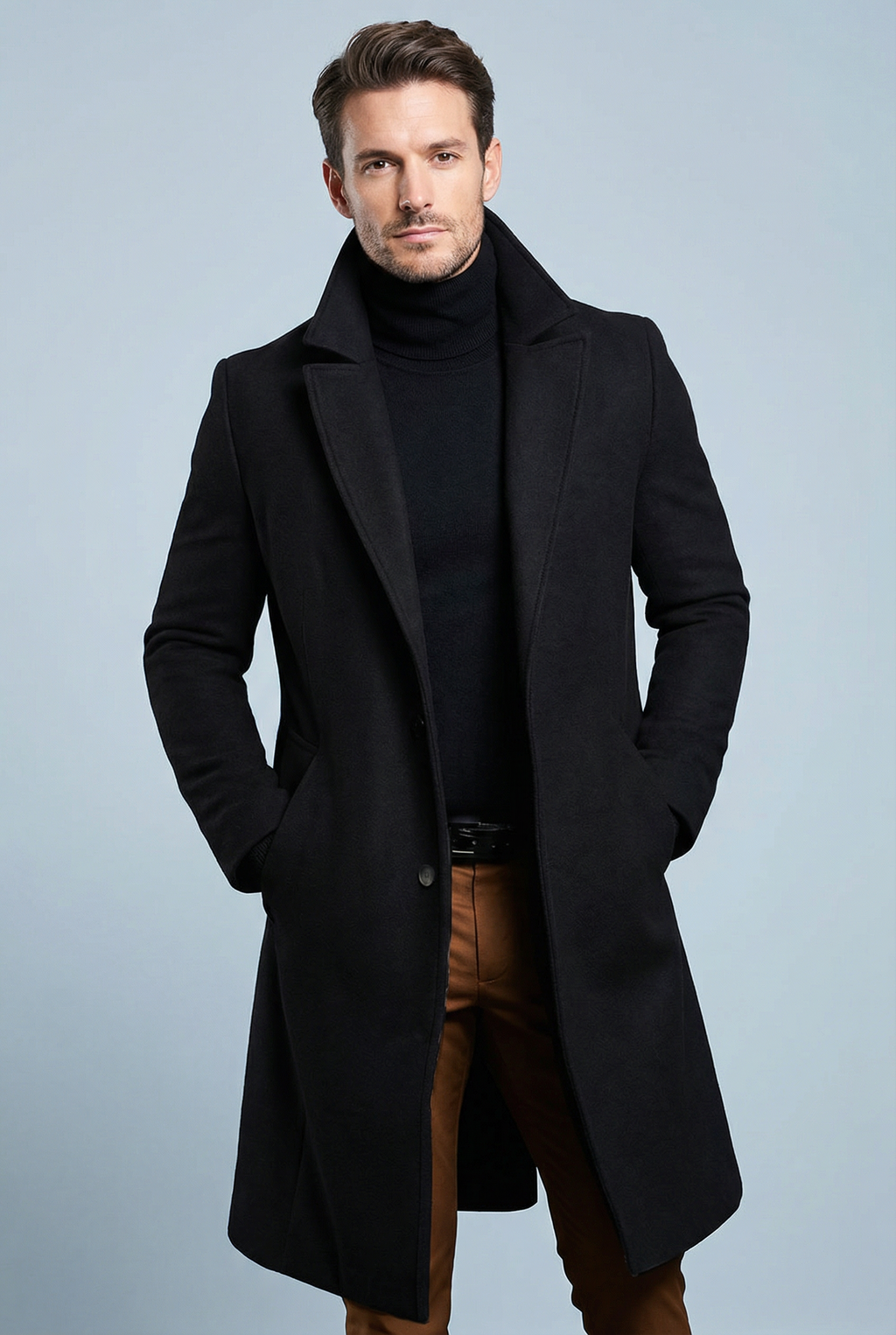 Edmund | Long Formal Wool Winter Coat Brown Overcoat