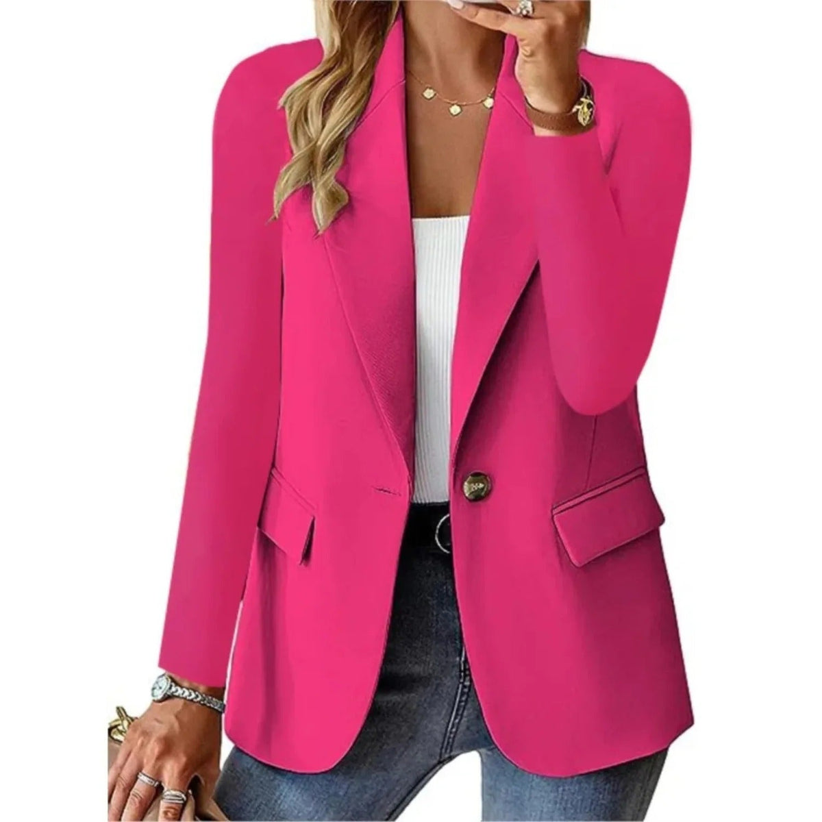 Edith | Black Velvet Blazer Leather Trim Winter Coat — Dark Pink