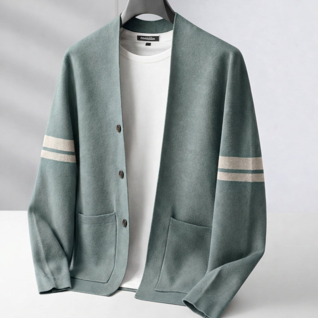 Verena | Chunky Cable Knit Cream Lightweight Cardigan Sweater — Royal Blue