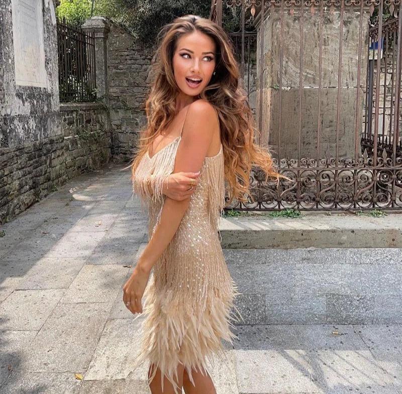 Penelope | Petite Cocktail Dresses Feather Fringe Mini